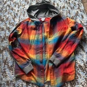 Hanna Andersson Colorful Plaid Hooded Shirt- Like New